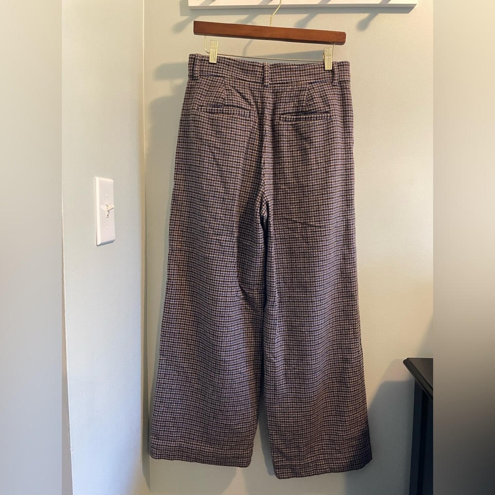 Everlane The Drape Pant, Wool, Brown/Blue Houndstooth - Picture 12 of 14